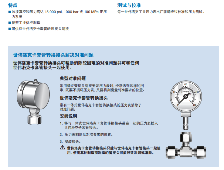 世偉洛克壓力表特點